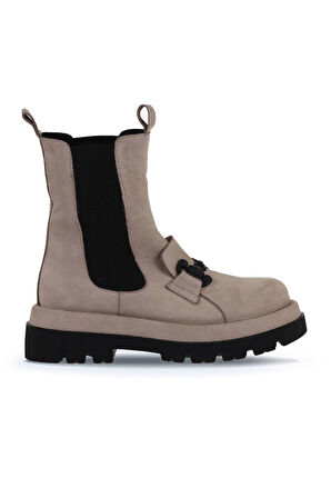 Bueno Shoes Vizon Nubuk Kadın Dolgu Topuklu Bot 01wv1003