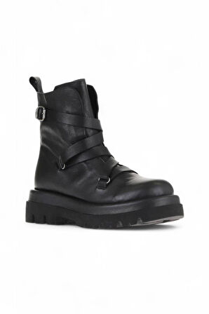 Bueno Shoes Haki Haki Deri Kadın Düz Bot 01wv1009