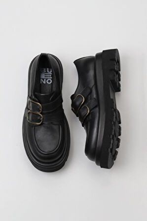 Bueno Shoes Siyah Deri Kadın Klasik Ayakkabı 01wv1012