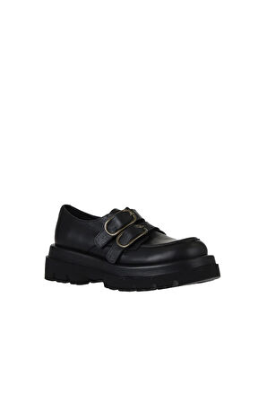 Bueno Shoes Siyah Deri Kadın Klasik Ayakkabı 01wv1012