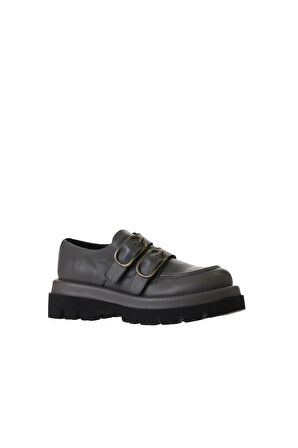 Bueno Shoes Gri Deri Kadın Klasik Ayakkabı 01wv1012