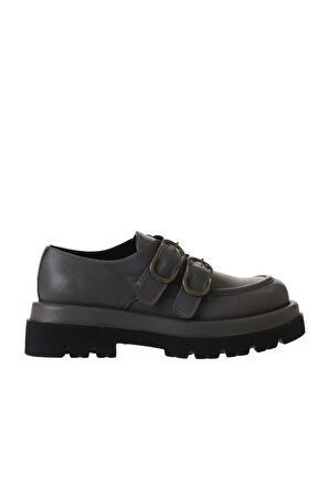 Bueno Shoes Gri Deri Kadın Klasik Ayakkabı 01wv1012