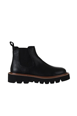 Bueno Shoes Siyah Deri Kadın Düz Bot 01wv10200