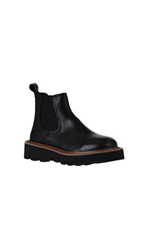 Bueno Shoes Siyah Deri Kadın Düz Bot 01wv10200