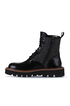 Bueno Shoes Siyah Açma Deri Kadın Düz Bot 01wv10201