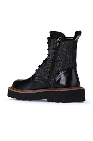 Bueno Shoes Siyah Açma Deri Kadın Düz Bot 01wv10201