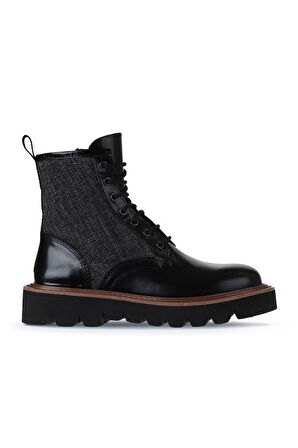 Bueno Shoes Siyah Açma Deri Kadın Düz Bot 01wv10201