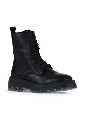 Bueno Shoes Siyah Deri Kadın Düz Bot 01wv1500