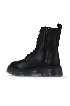 Bueno Shoes Siyah Deri Kadın Düz Bot 01wv1500