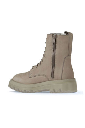 Bueno Shoes Vizon Nubuk Kadın Düz Bot 01wv1500
