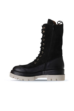 Bueno Shoes Siyah Deri-süet Kadın Dolgu Topuklu Bot 01wv2901