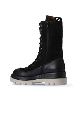 Bueno Shoes Siyah Deri-süet Kadın Dolgu Topuklu Bot 01wv2901