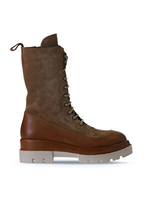 Bueno Shoes Taba Deri-süet Kadın Dolgu Topuklu Bot 01wv2901