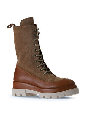 Bueno Shoes Taba Deri-süet Kadın Dolgu Topuklu Bot 01wv2901