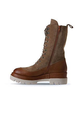 Bueno Shoes Taba Deri-süet Kadın Dolgu Topuklu Bot 01wv2901