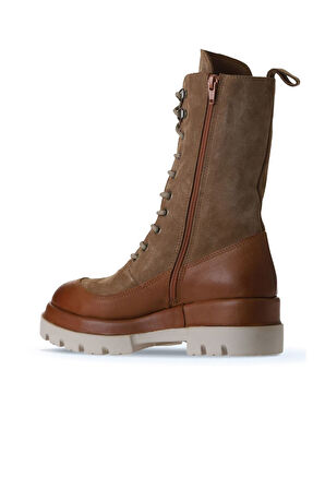 Bueno Shoes Taba Deri-süet Kadın Dolgu Topuklu Bot 01wv2901