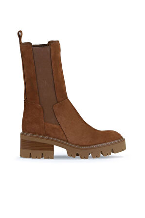 Bueno Shoes Taba Açık Süet Kadın Topuklu Bot 01wv3308
