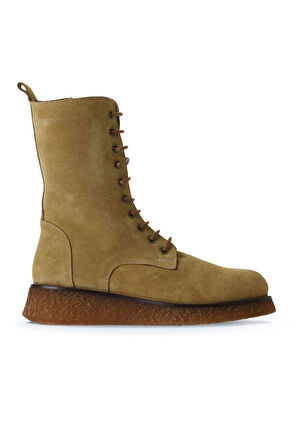 Bueno Shoes Bej Süet Kadın Düz Bot 01wv5200