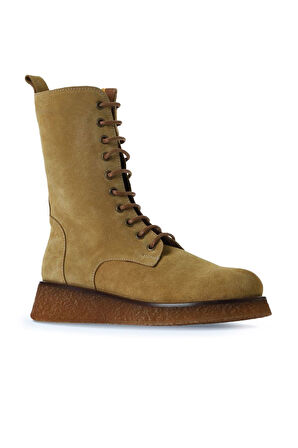 Bueno Shoes Bej Süet Kadın Düz Bot 01wv5200