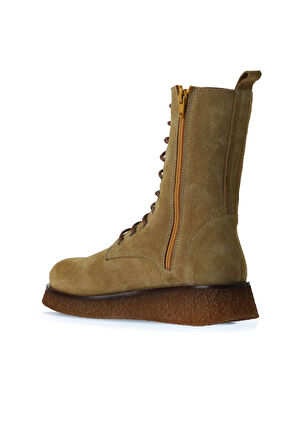 Bueno Shoes Bej Süet Kadın Düz Bot 01wv5200