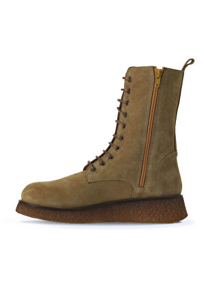 Bueno Shoes Bej Süet Kadın Düz Bot 01wv5200