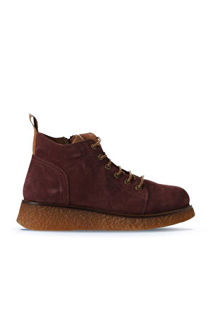 Bueno Shoes Bordo Süet Kadın Düz Bot 01wv5204