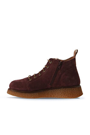 Bueno Shoes Bordo Süet Kadın Düz Bot 01wv5204
