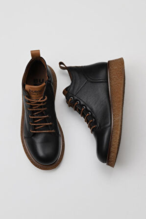Bueno Shoes Siyah Deri Kadın Düz Bot 01wv5204