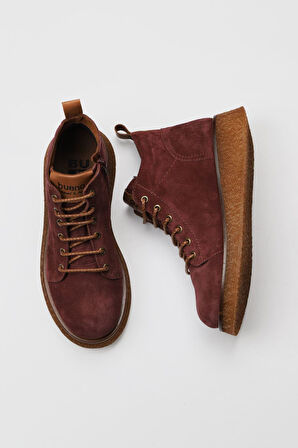 Bueno Shoes Bordo Süet Kadın Düz Bot 01wv5204