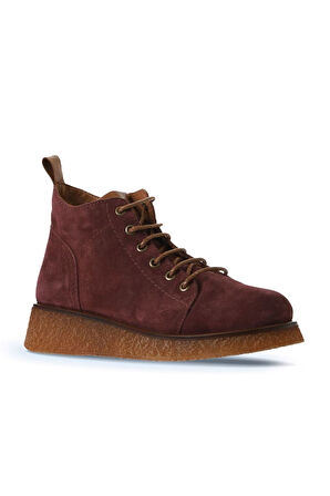 Bueno Shoes Bordo Süet Kadın Düz Bot 01wv5204