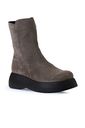 Bueno Shoes Vizon Süet Kadın Dolgu Topuklu Bot 01wv5305