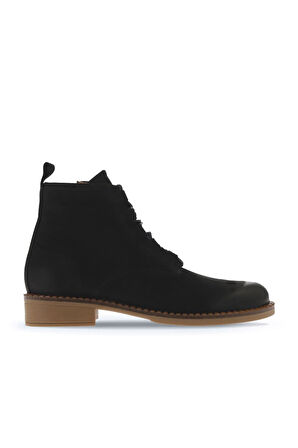 Bueno Shoes Siyah Nubuk Kadın Düz Bot 01wv6002
