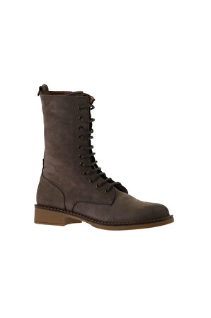 Bueno Shoes Vizon Nubuk Kadın Düz Bot 01wv6007
