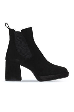 Bueno Shoes Siyah Süet Kadın Topuklu Bot 01wv8100