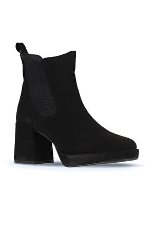 Bueno Shoes Siyah Süet Kadın Topuklu Bot 01wv8100