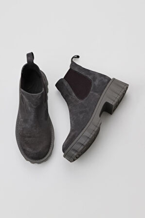 Bueno Shoes Gri Süet Kadın Dolgu Topuklu Bot 01wv9002