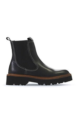 Bueno Shoes Siyah Deri Kadın Düz Bot 01wv9905
