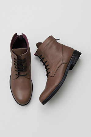 Bueno Shoes Gri Deri Kadın Düz Bot 01wr4600