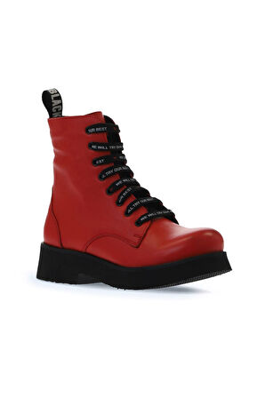 Bueno Shoes Kırmızı Deri Kadın Düz Bot 01wr8802