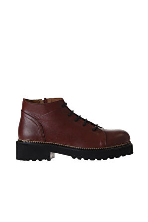 Bueno Shoes Bordo Deri Kadın Düz Bot 01wt0800