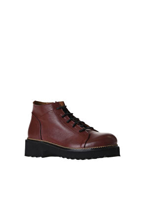 Bueno Shoes Bordo Deri Kadın Düz Bot 01wt0800