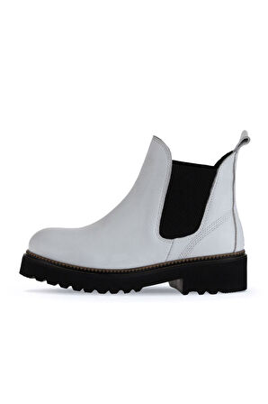 Bueno Shoes Beyaz Flotter Deri Kadın Düz Bot 01wt0801