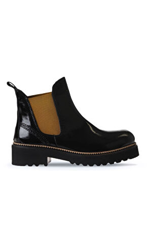 Bueno Shoes Siyah Kırışık Rugan Kadın Düz Bot 01wt0801