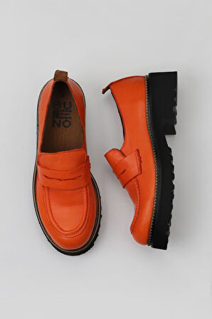 Bueno Shoes Turuncu Deri Kadın Loafer 01wt0807