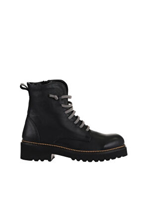 Bueno Shoes Siyah Vizon Deri Kadın Düz Bot 01wt0813