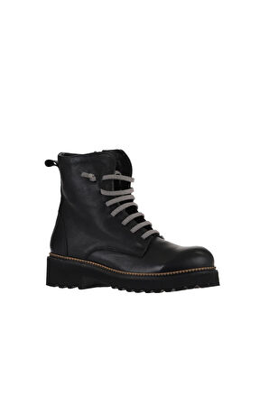 Bueno Shoes Siyah Vizon Deri Kadın Düz Bot 01wt0813