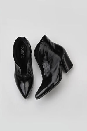 Bueno Shoes Siyah Kırışık Rugan Kadın Topuklu Bot 01wr1404