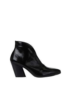 Bueno Shoes Siyah Kırışık Rugan Kadın Topuklu Bot 01wr1404