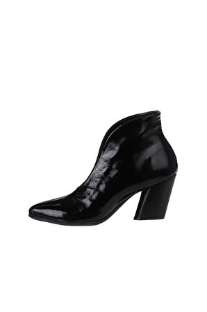 Bueno Shoes Siyah Kırışık Rugan Kadın Topuklu Bot 01wr1404