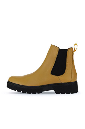 Bueno Shoes Sarı Flotter Deri Kadın Düz Bot 01wr4900
